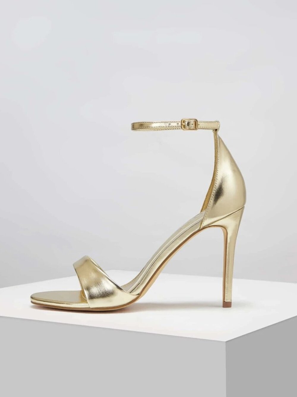 Motf Size 36 / US 6 Gold Opwn Toe Stiletto Sandals Ankle Strap